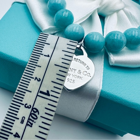 Return to Tiffany & Co 8mm Amazonite Bead Bracelet in Silver 7.5” with Packaging - Picture 12 of 14